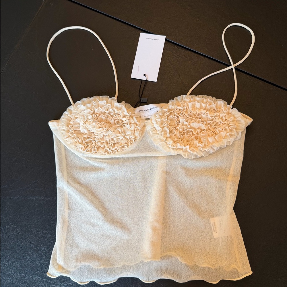 Lovers + Friends Cream Ruffle Camisole